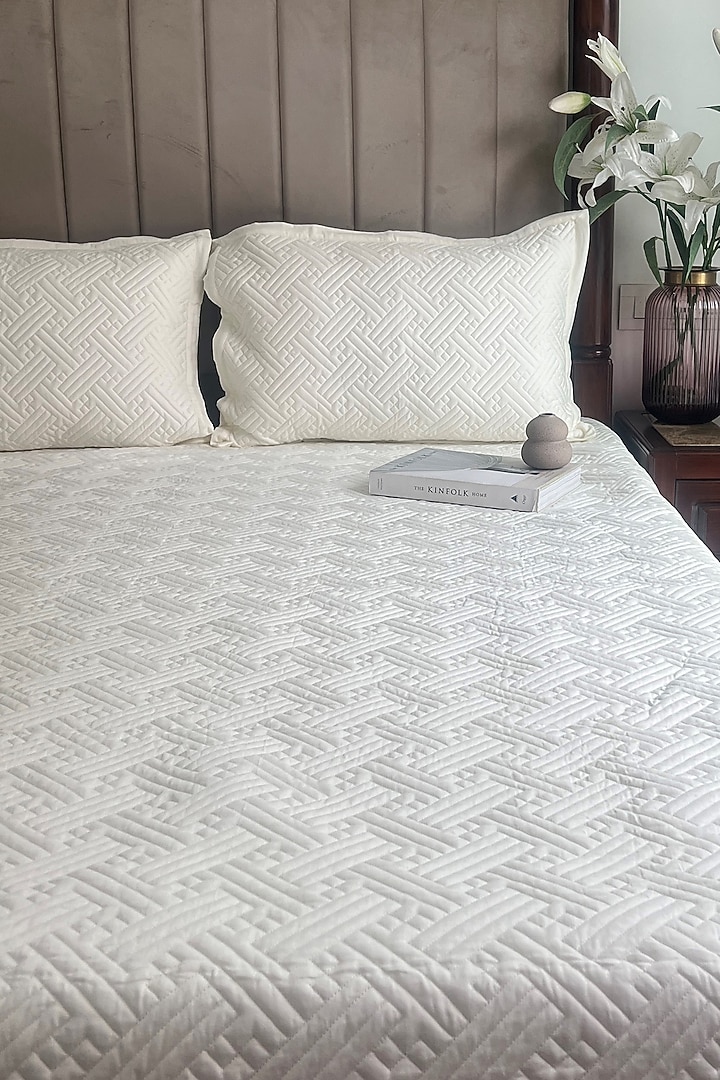 Ivory Cotton Bedspread Set of 3 by SADYASKA at Pernia's Pop Up Shop