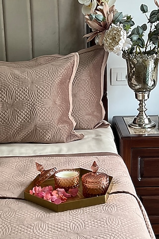 Buff Velvet Bedspread Set of 3 by SADYASKA