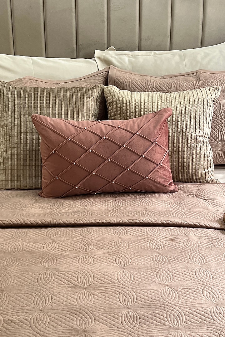 Buff Velvet Bedspread Set of 3 by SADYASKA at Pernia's Pop Up Shop