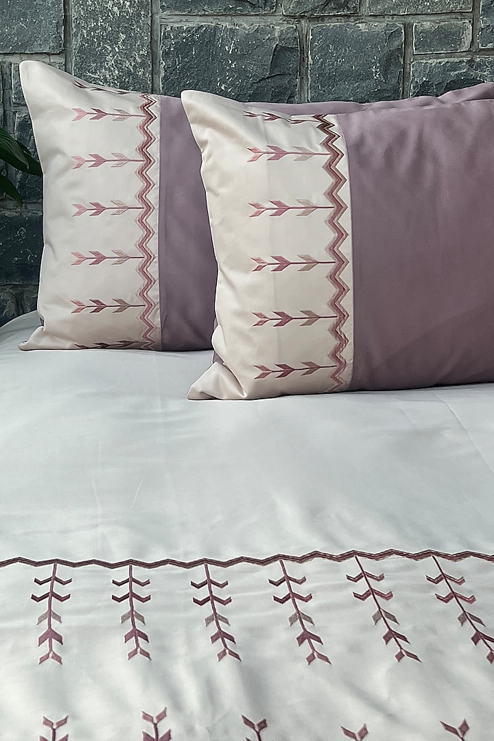 Buff & Old Rose Cotton Bedsheet Set Of 3 by SADYASKA