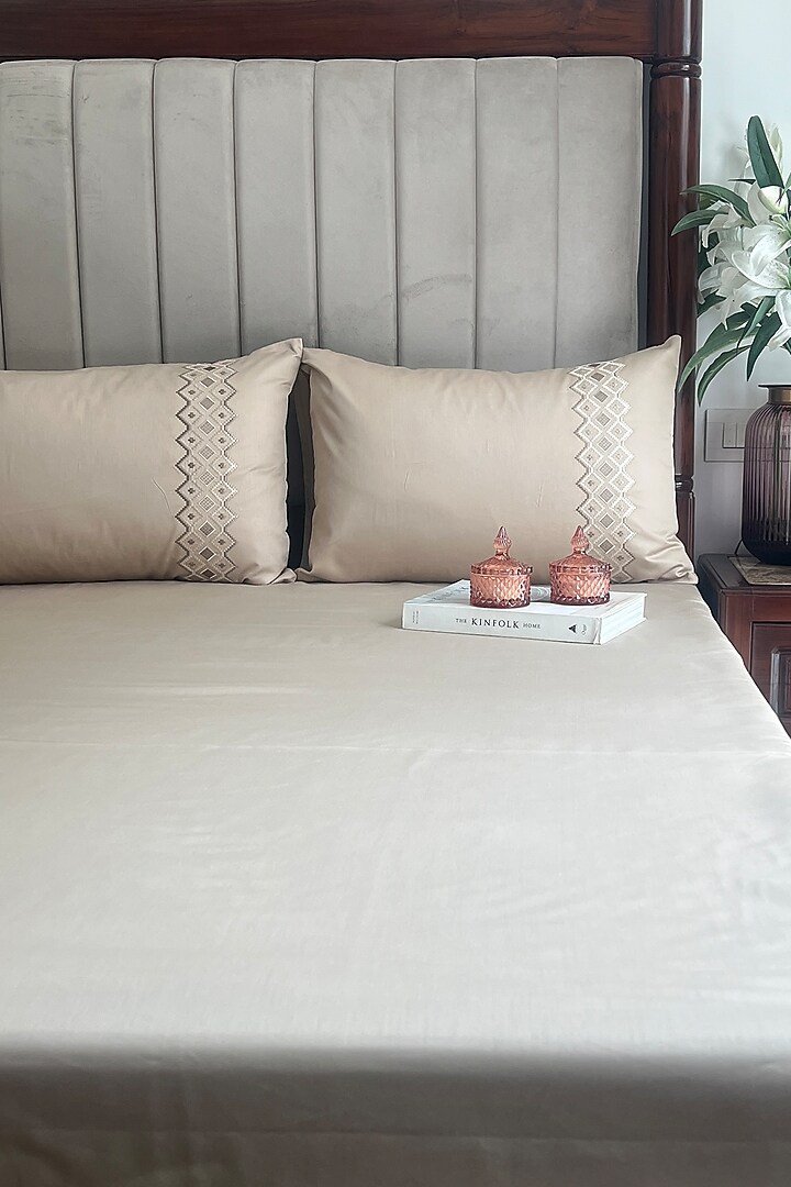 Sand Cotton Rich Bedsheet (Set Of 3) by SADYASKA at Pernia's Pop Up Shop