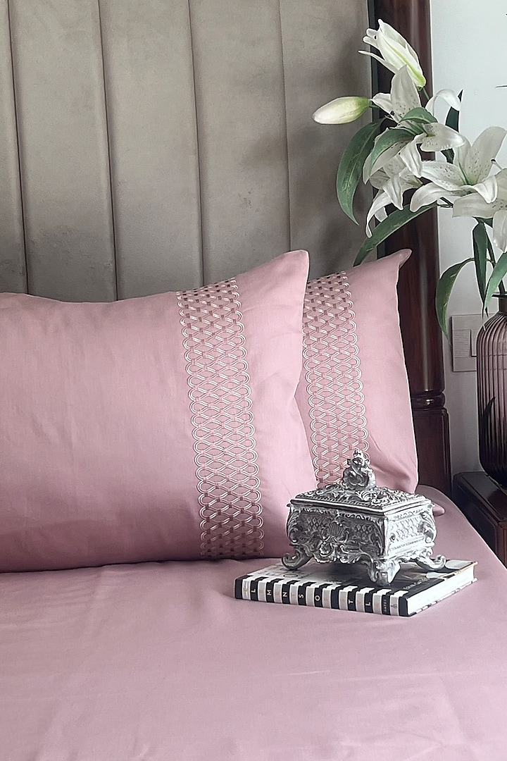 Old Rose Cotton Rich Bedsheet (Set Of 3) by SADYASKA at Pernia's Pop Up Shop