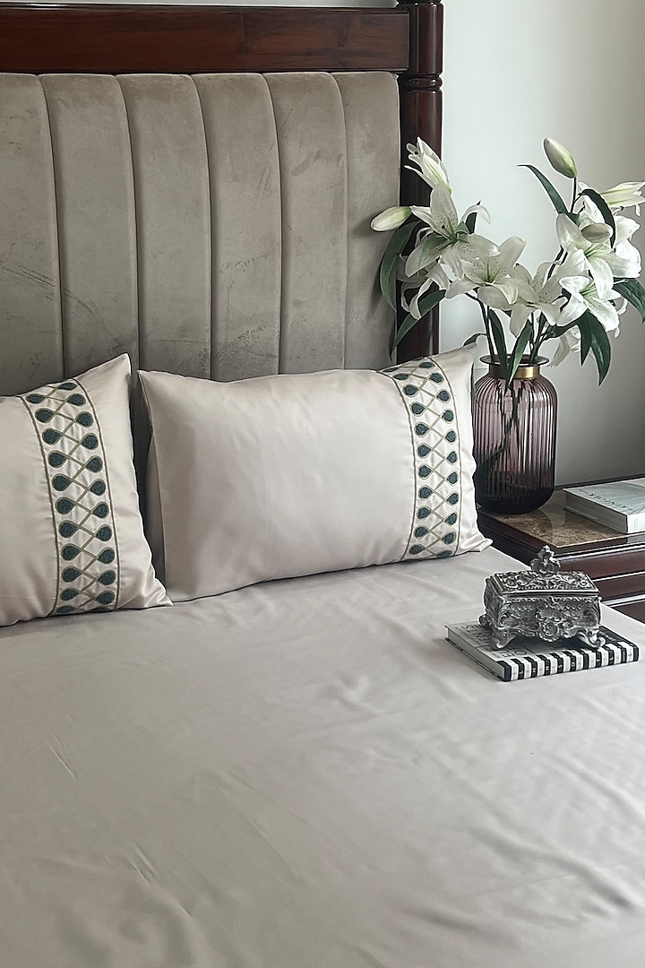 Ivory Cotton Rich Bedsheet (Set Of 3) by SADYASKA at Pernia's Pop Up Shop