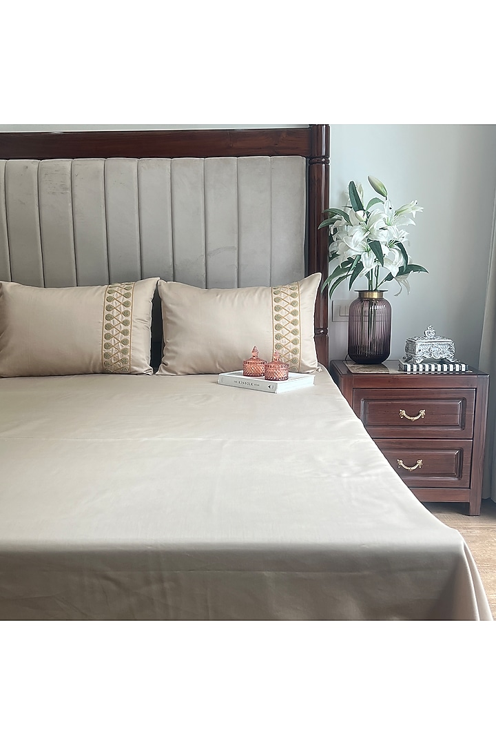 Sand Cotton Rich Bedsheet (Set Of 3) by SADYASKA at Pernia's Pop Up Shop