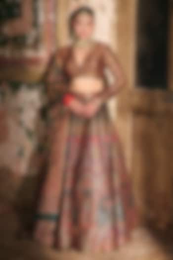 Multi-Colored Premium Moonga Silk Weave Embroidered Woven Wedding Lehenga Set by Safaa at Pernia's Pop Up Shop