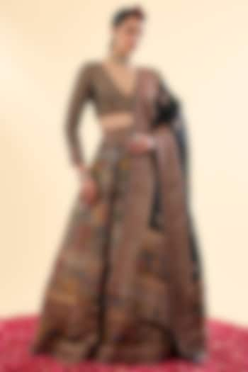 Black Moonga Silk Wedding Lehenga Set by Safaa at Pernia's Pop Up Shop