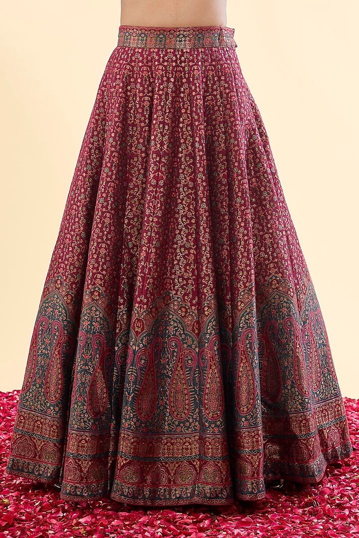 Magenta Moonga Silk Wedding Lehenga Set by Safaa at Pernia's Pop Up Shop