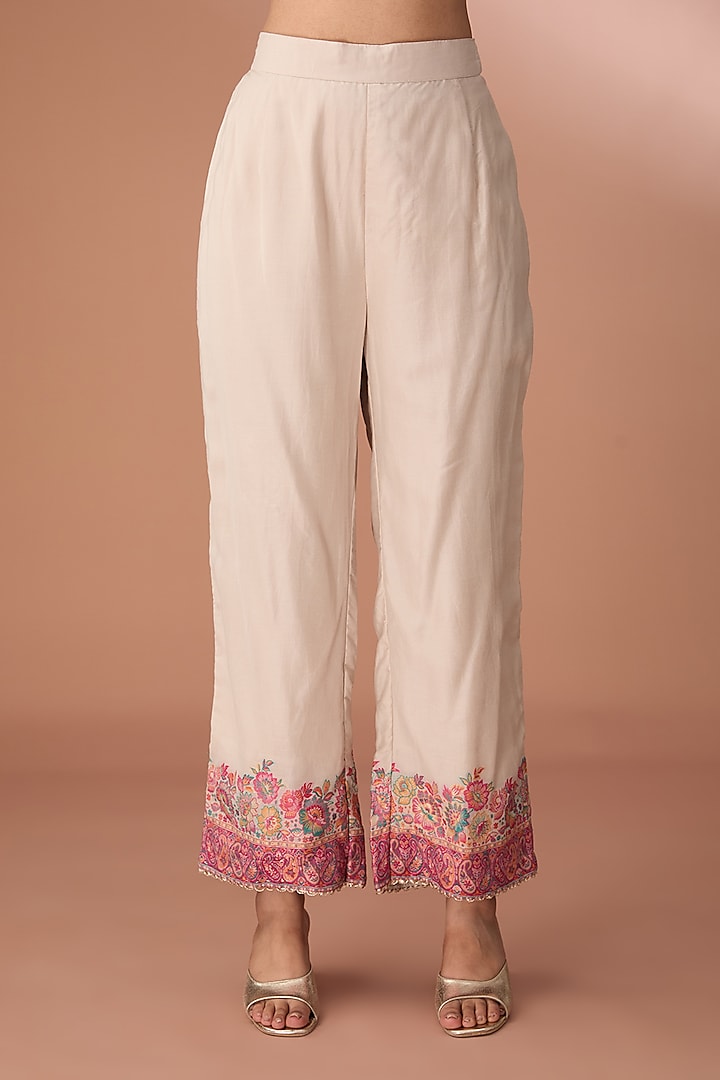 Multi-Colored Vegan Silk Zari Embroidered Wedding Anarkali Set by Safaa at Pernia's Pop Up Shop