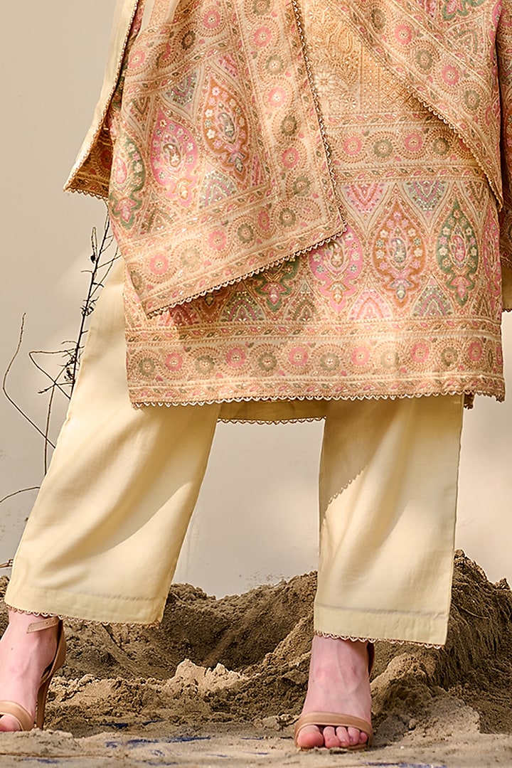 Lemon Vegan Silk Kurta Set by Safaa at Pernia's Pop Up Shop
