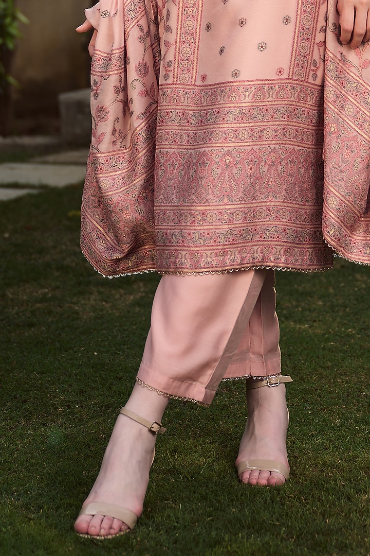 Pink Peach Vegan Silk Kurta Set by Safaa at Pernia's Pop Up Shop