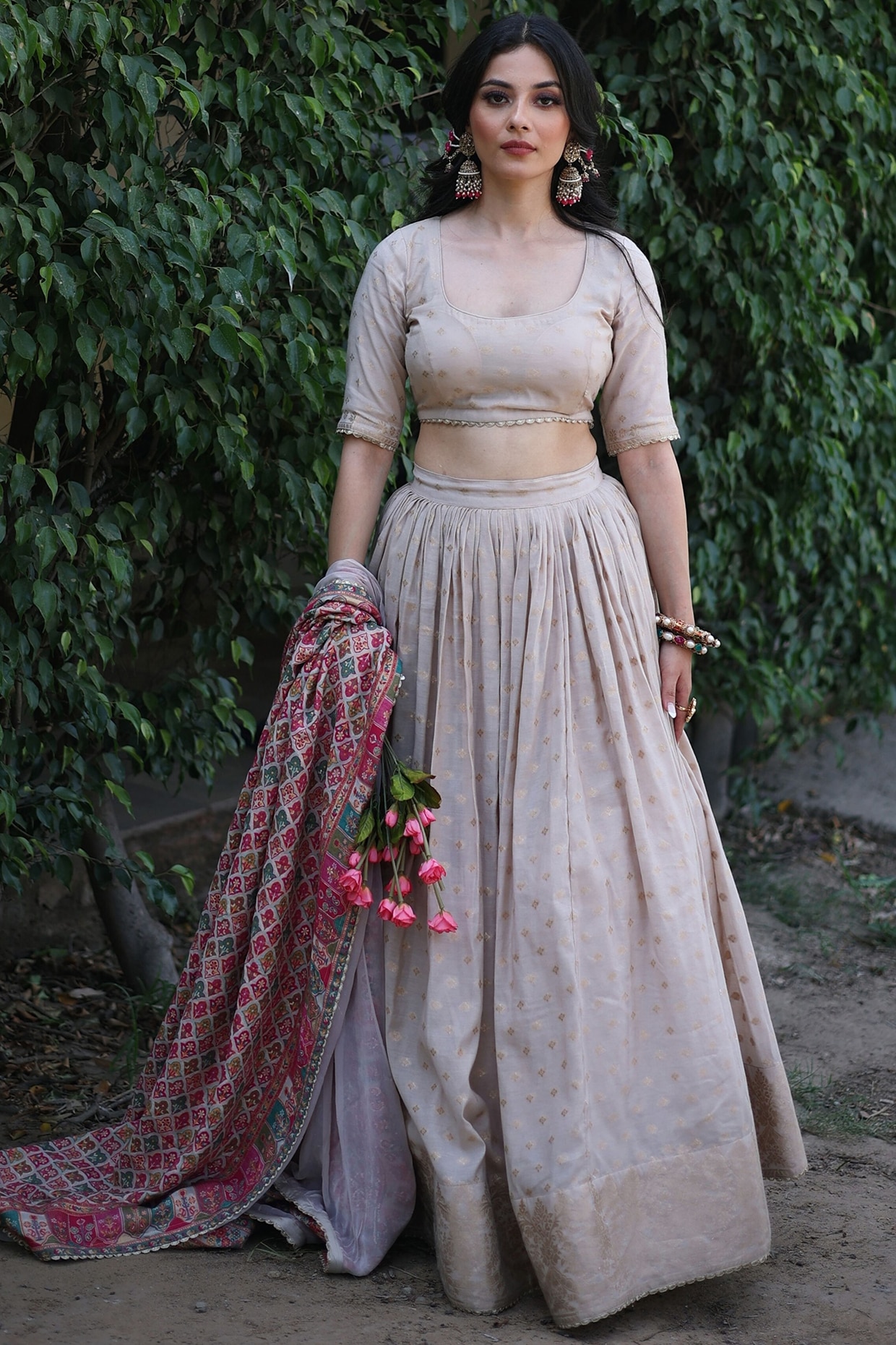 Ikkat shop cotton lehengas