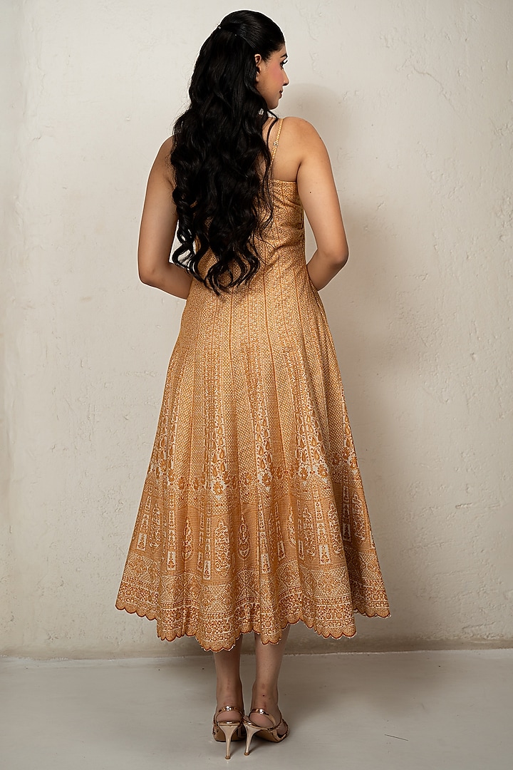 Marigold Vegan Silk Chikankari Party Wear Anarkali by Safaa at Pernia's Pop Up Shop
