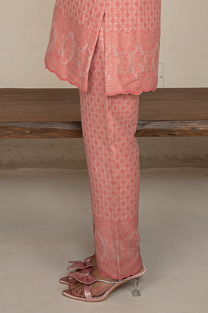 Soft Peach Moonga Silk Chikankari Co-Ord Set by Safaa at Pernia's Pop Up Shop