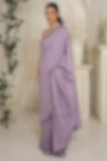 Violet Moonga Silk Chikankari Wedding Saree Set by Safaa at Pernia's Pop Up Shop