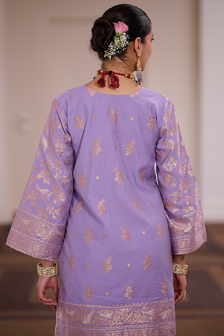 Orchid Vegan Silk Gota Embellished Kurta Set by Safaa at Pernia's Pop Up Shop