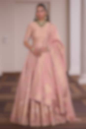 Pink Moonga Silk Meenakari Work Wedding Lehenga Set by Safaa at Pernia's Pop Up Shop