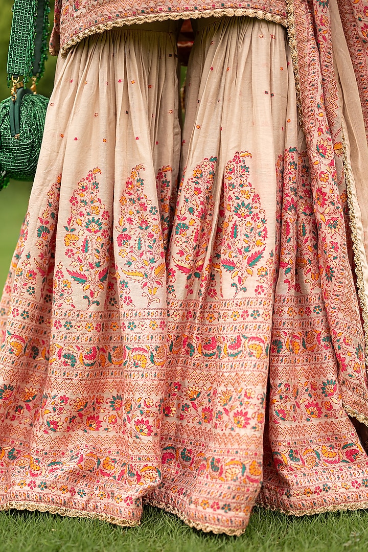 Ecru Vegan Silk Gharara Set by Safaa at Pernia's Pop Up Shop