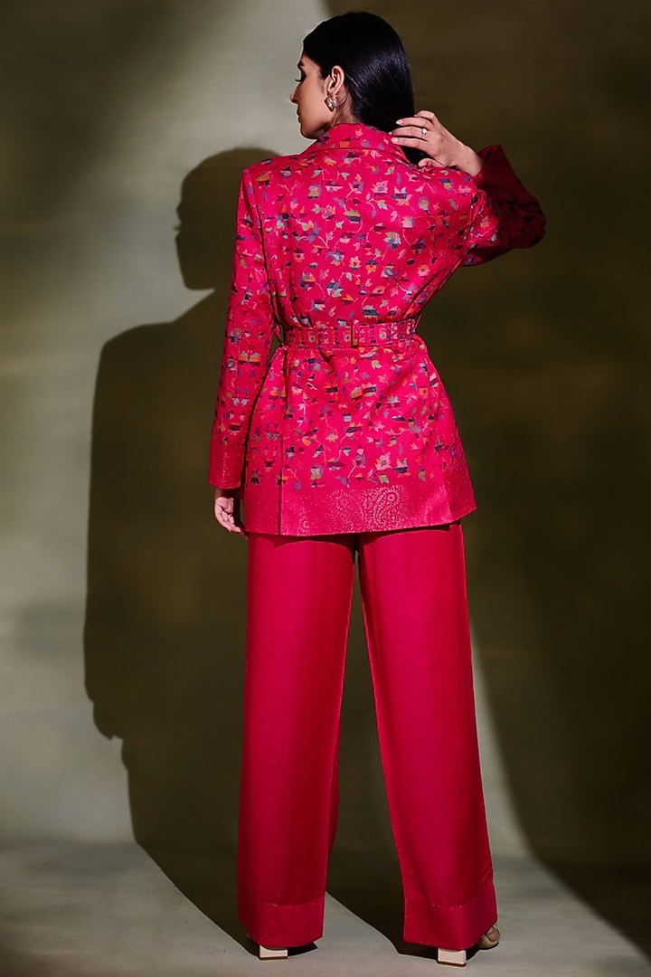 Hot Pink Viscose Self-Woven Blazer by Safaa at Pernia's Pop Up Shop