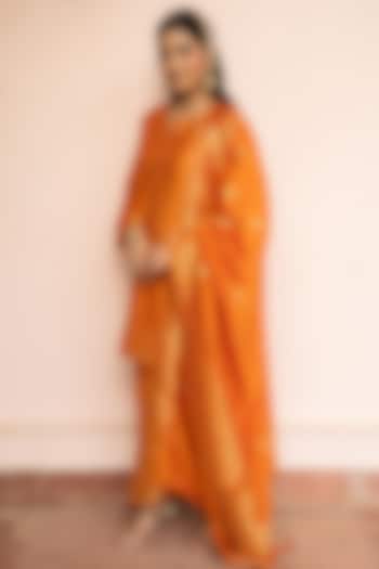 Mustard Vegan Silk Kurta Set by Safaa at Pernia's Pop Up Shop