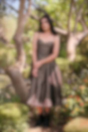 Black Pure Moonga Silk Floral Vacation Dress by Safaa at Pernia's Pop Up Shop