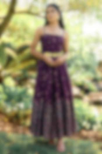 Violet Pure Moonga Silk Floral Vacation Dress by Safaa at Pernia's Pop Up Shop