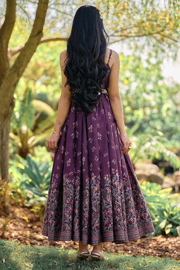 Violet Pure Moonga Silk Floral Vacation Dress by Safaa at Pernia's Pop Up Shop