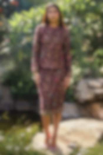 Wine Acro Wool Skirt Set by Safaa at Pernia's Pop Up Shop