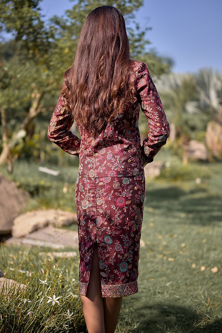 Wine Acro Wool Skirt Set by Safaa at Pernia's Pop Up Shop