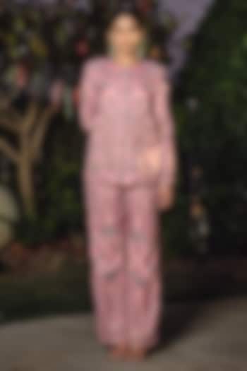 Pink Acro Wool Kani & Paisley Weave Co-Ord Set by Safaa at Pernia's Pop Up Shop