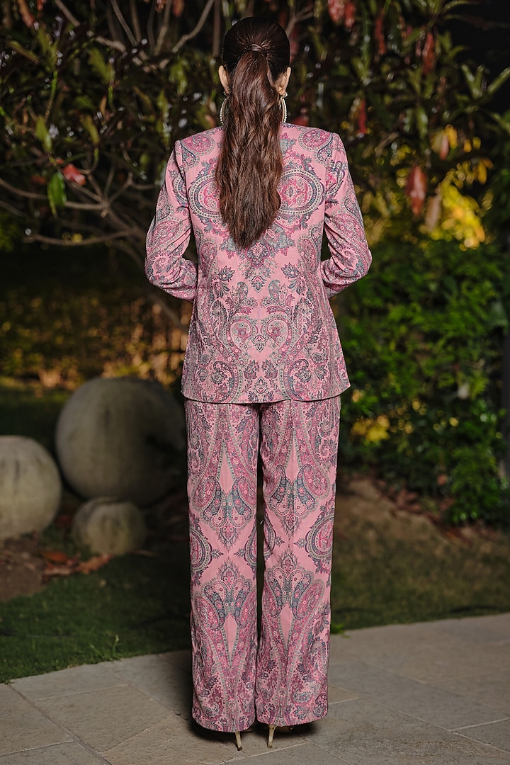 Pink Acro Wool Kani & Paisley Weave Co-Ord Set by Safaa at Pernia's Pop Up Shop