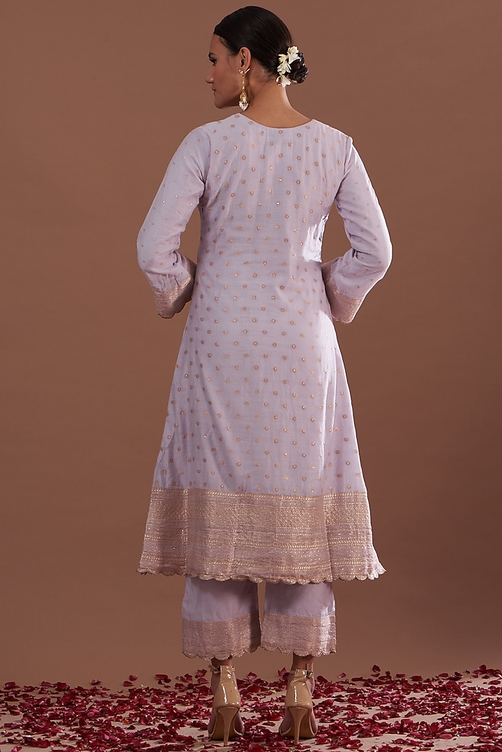 Lilac Vegan Silk Kurta Set by Safaa at Pernia's Pop Up Shop