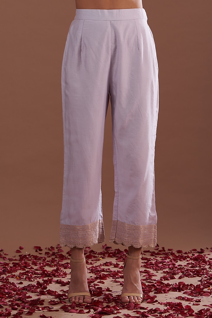 Lilac Vegan Silk Kurta Set by Safaa at Pernia's Pop Up Shop