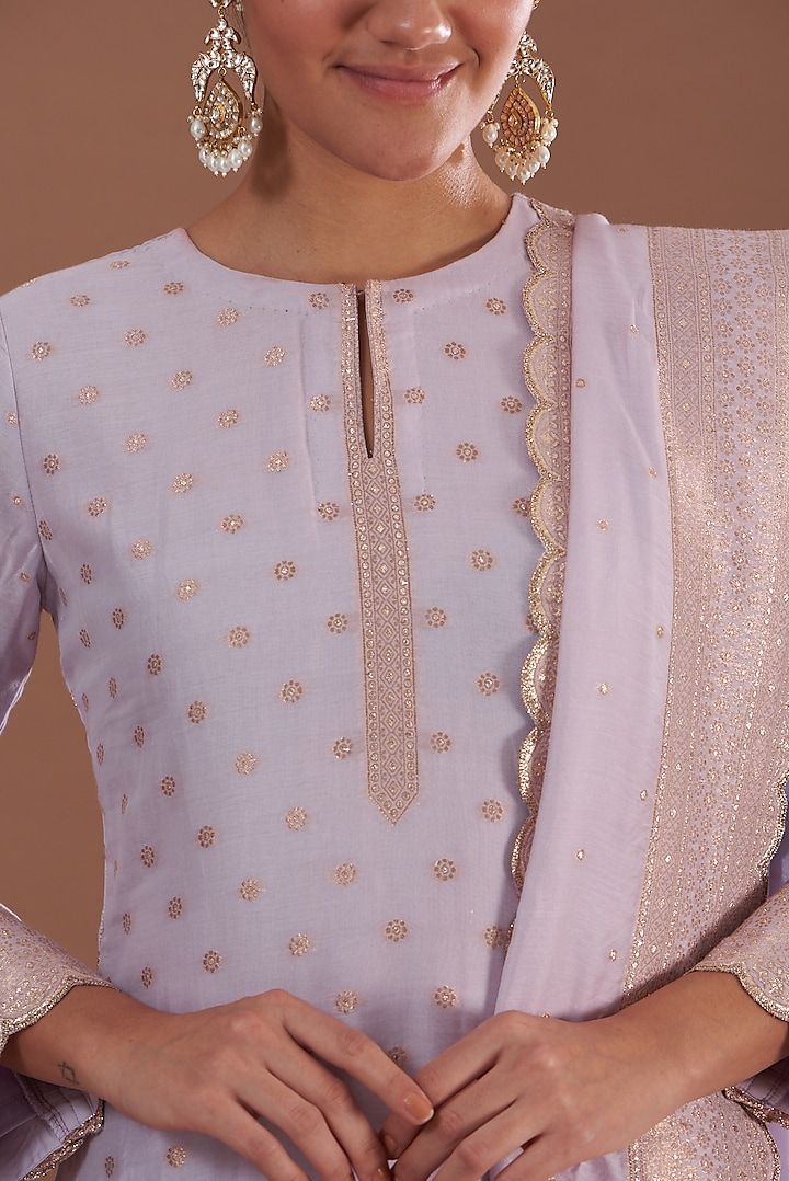 Lilac Vegan Silk Kurta Set by Safaa at Pernia's Pop Up Shop