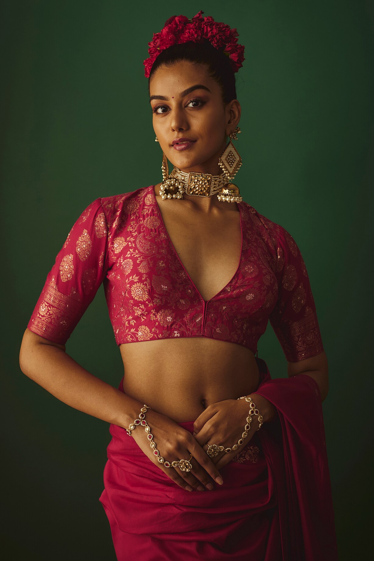 Tessa Red Silk Woven With Zari Work Ready to Wear Saree main image 0