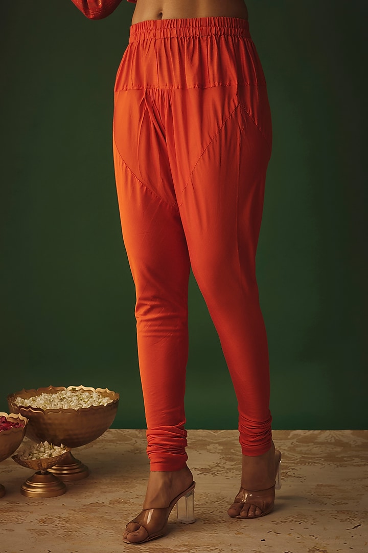 Orange Vegan Silk Woven Zari Work Kurta Set by Safaa at Pernia's Pop Up Shop