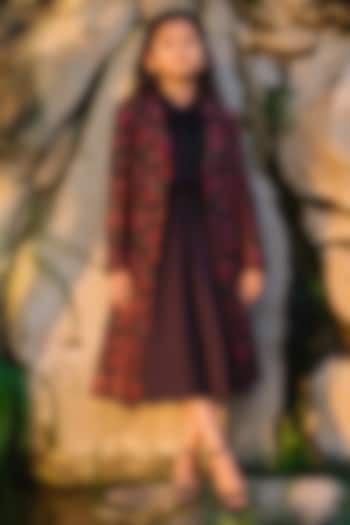 Black Moonga Silk Skirt Set For Girls by Safaa Kids at Pernia's Pop Up Shop