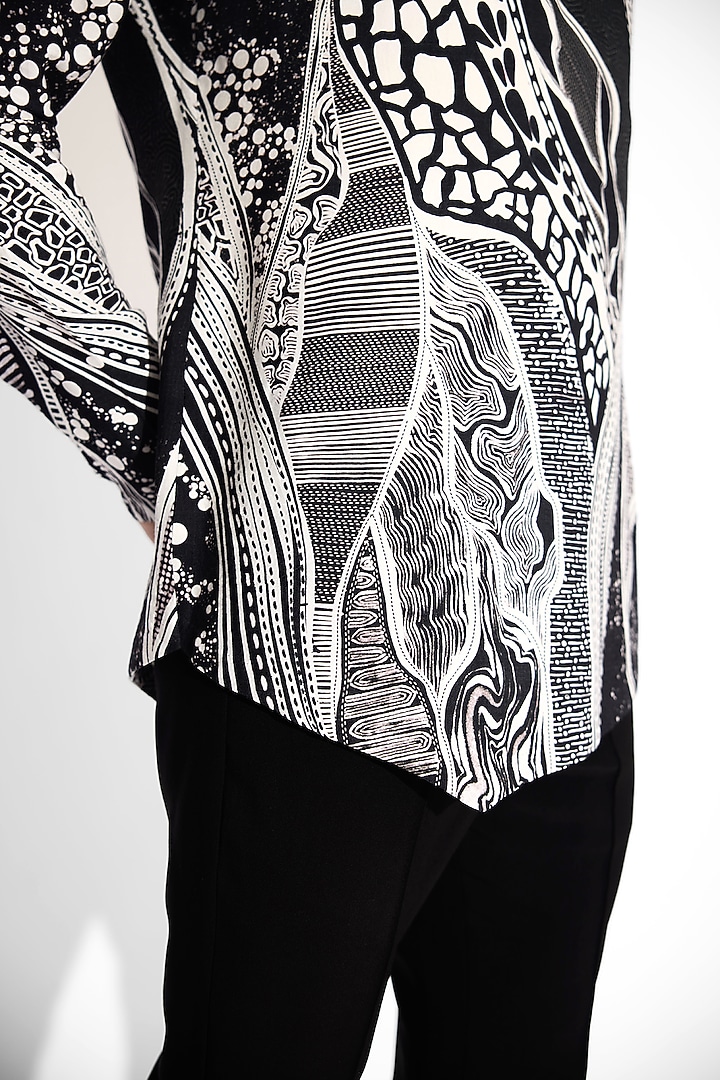 Black Tussar Embroidered Handcrafted Short Kurta by SHASHA GABA MEN at Pernia's Pop Up Shop