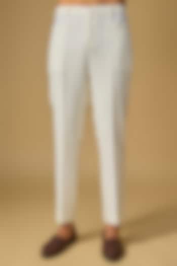 Ivory Banana Crepe Straight Pants by SHASHA GABA MEN at Pernia's Pop Up Shop