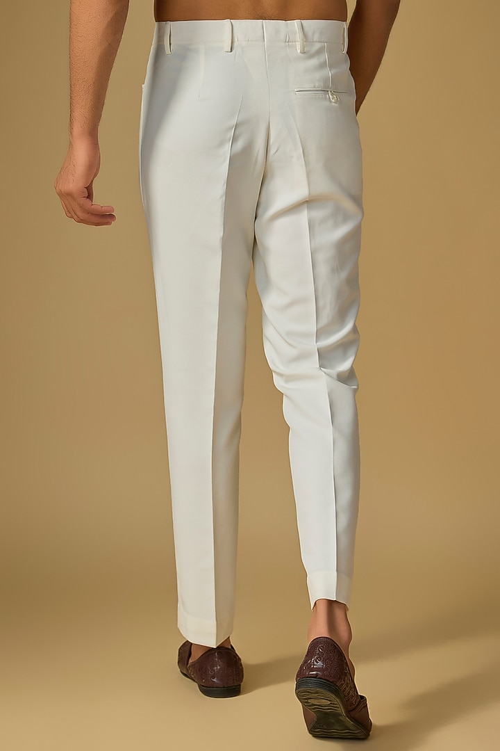 Ivory Banana Crepe Straight Pants by SHASHA GABA MEN at Pernia's Pop Up Shop