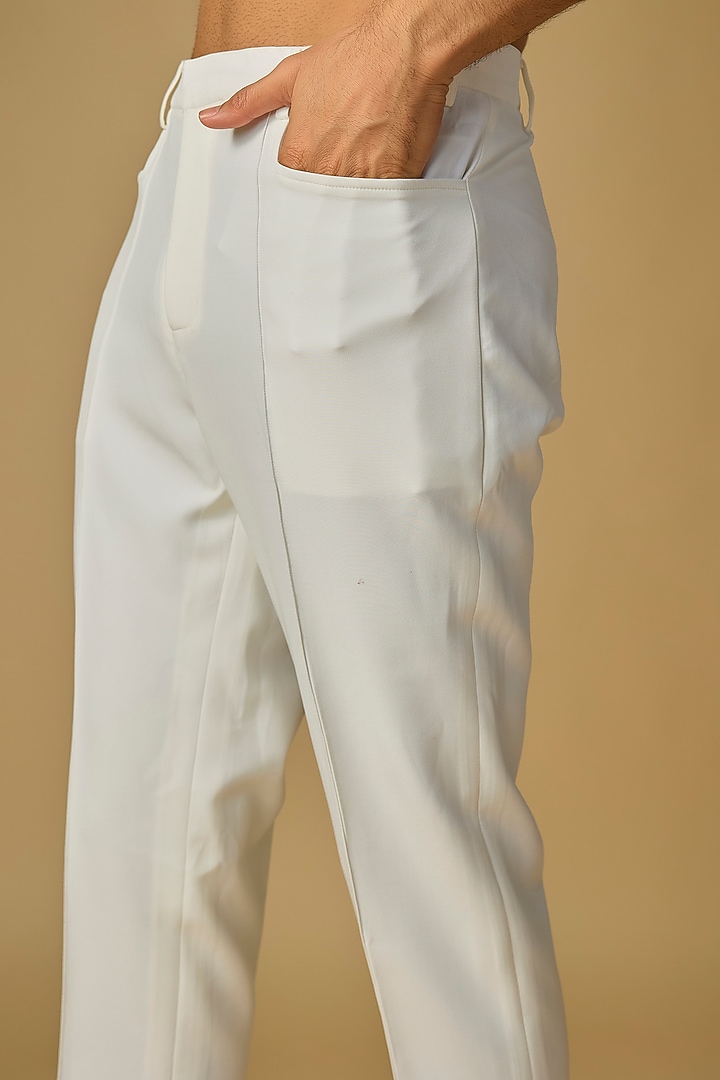 Ivory Banana Crepe Straight Pants by SHASHA GABA MEN at Pernia's Pop Up Shop