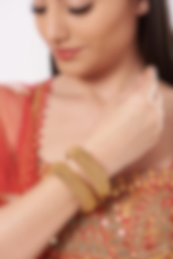 Gold Finish Temple Bangles (Set of 2) by Saga Jewels at Pernia's Pop Up Shop