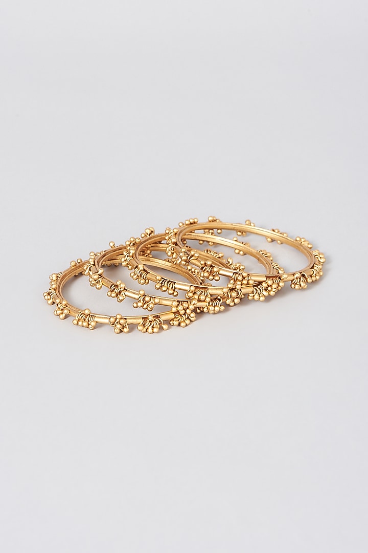 Gold Finish Ghungroo Bangles (Set of 4) by Saga Jewels at Pernia's Pop Up Shop