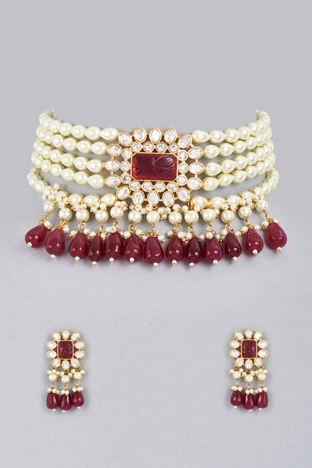 Buy Ruby Red CZ Diamond Choker Necklace Indian Jewelry Pakistani Jewelry/  Indian Necklace CZ Necklace/ Punjabi Jewelry Indian Choker Online in India  - Etsy