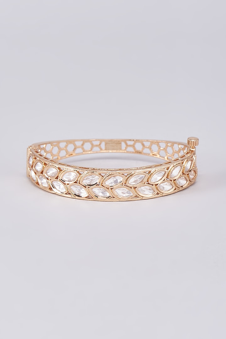 Gold Finish Kundan Polki Bangle by Saga Jewels at Pernia's Pop Up Shop