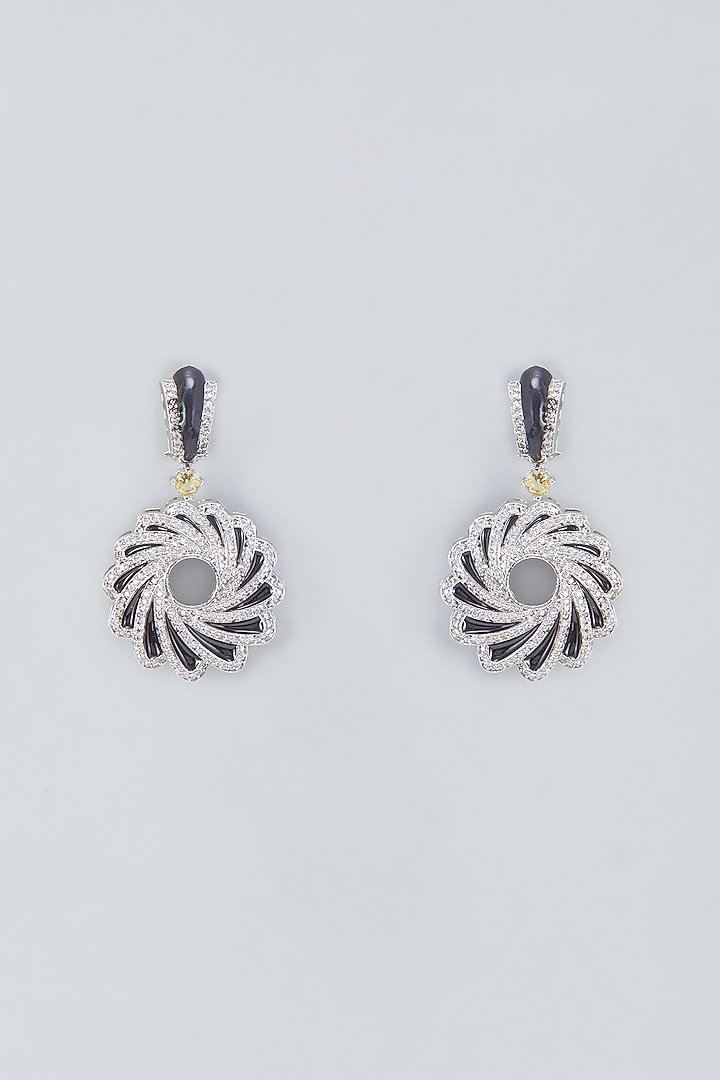 White Finish Zircon Dangler Earrings by Saga Jewels at Pernia's Pop Up Shop