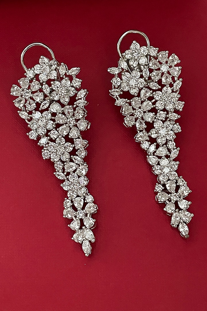 Gold Finish Zircon Dangler Earrings by Saga Jewels at Pernia's Pop Up Shop