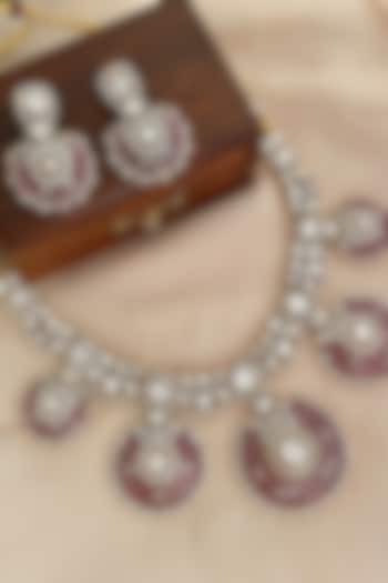 Gold Finish Kundan Polki & Ruby Stone Choker Necklace Set by Saga Jewels at Pernia's Pop Up Shop