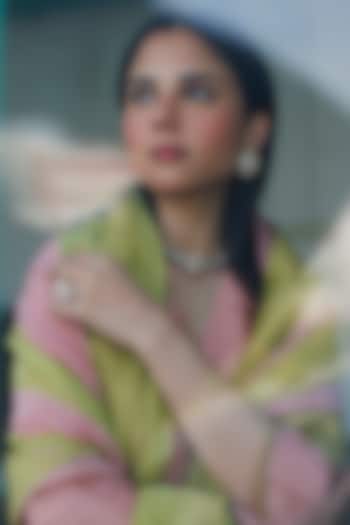 Gold Finish Kundan Polki Blue Meenakari Choker Necklace Set by Saga Jewels at Pernia's Pop Up Shop