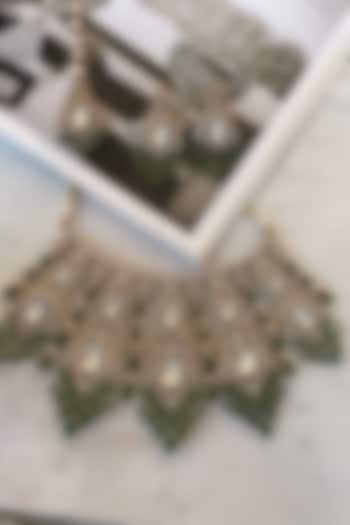 Gold Finish Emerald Stone & Zircon Choker Necklace Set by Saga Jewels at Pernia's Pop Up Shop