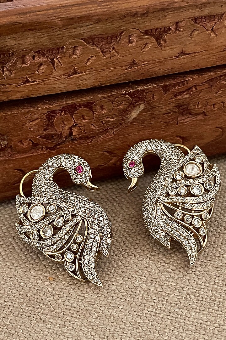 Gold Finish Zircon & Ruby Stone Choker Necklace Set by Saga Jewels at Pernia's Pop Up Shop